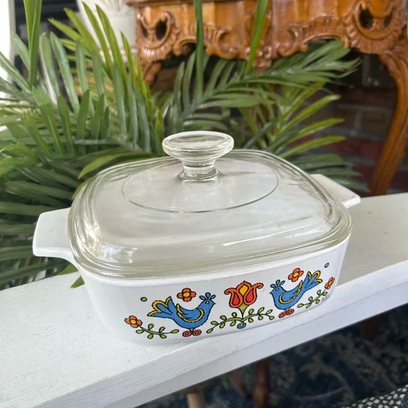 Vintage Corningware Glass Lid 1 Qt. Casserole Dish Friendship Country Festival - Picture 1 of 10